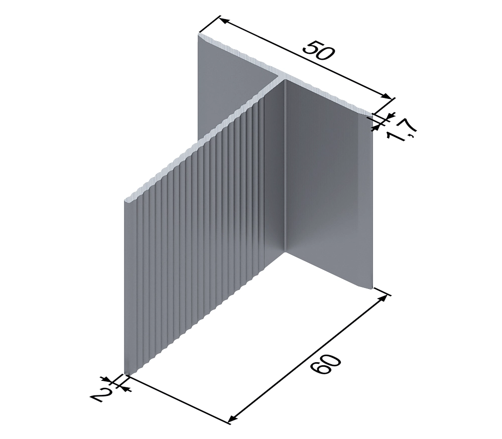 Т-профиль алюминиевый 50x60 мм для НВФ Т-профиль алюминиевый 50x60