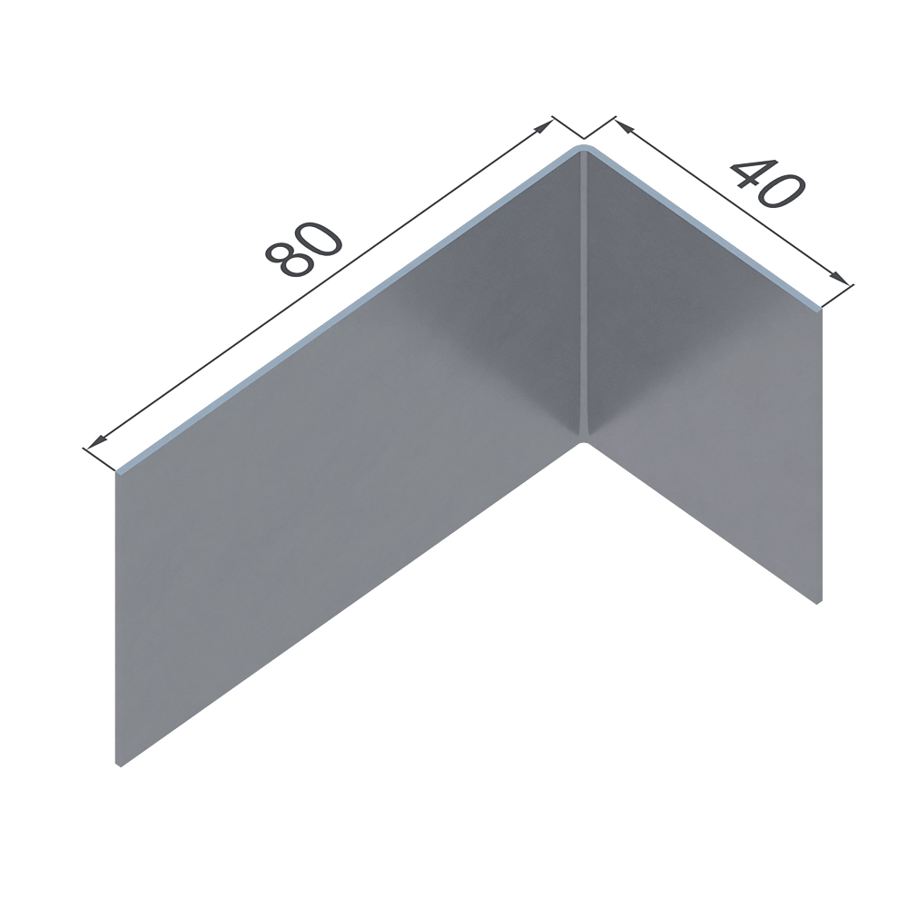 Г-профиль оцинкованный 80×40×1.2 мм для НВФ Г-образный профиль оцинкованный 80×40 мм
